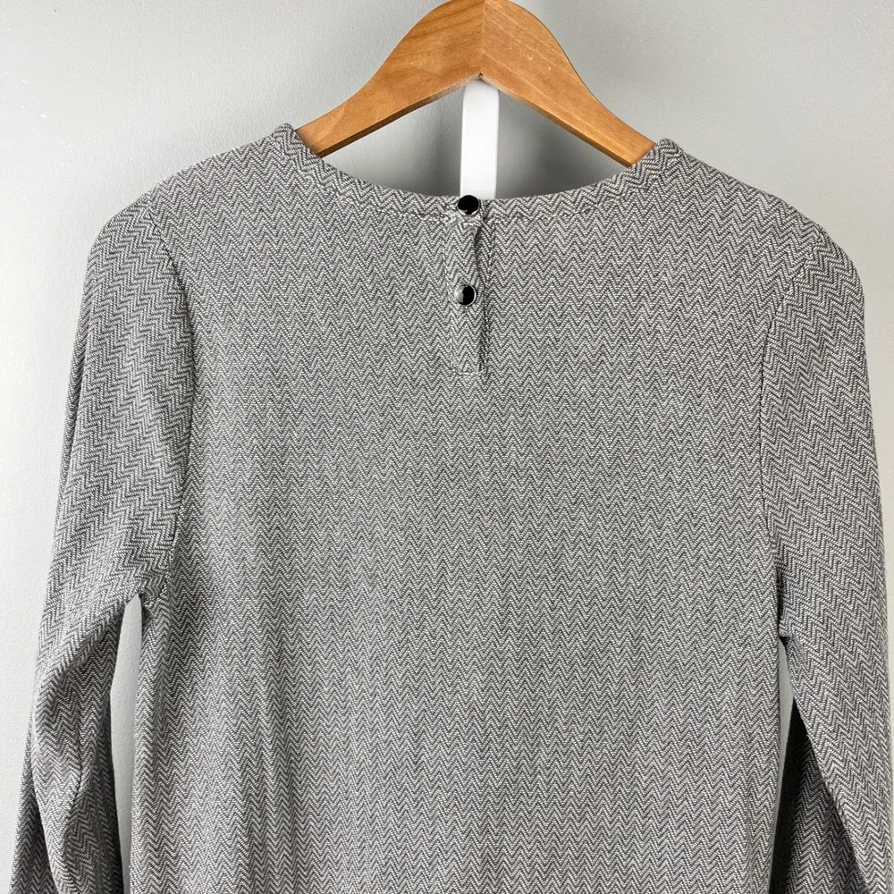 Ann Taylor LOFT Herringbone Dress Womens M Gray Preppy Classic‎ Academia